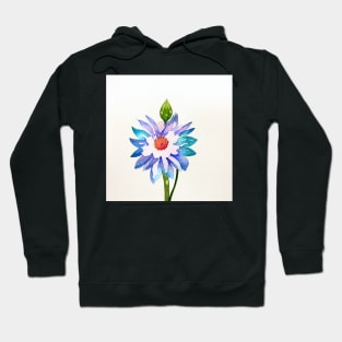 Blue Watercolor Flower Hoodie